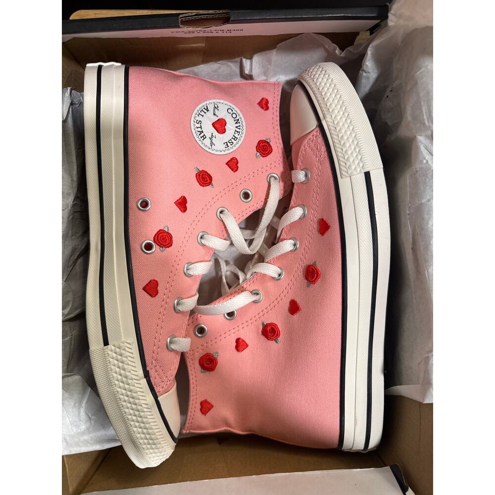 NEW Converse Chuck Taylor All Star V Day Pink Girls Kids Size 7Y Women’s 8.5 - Picture 8 of 9